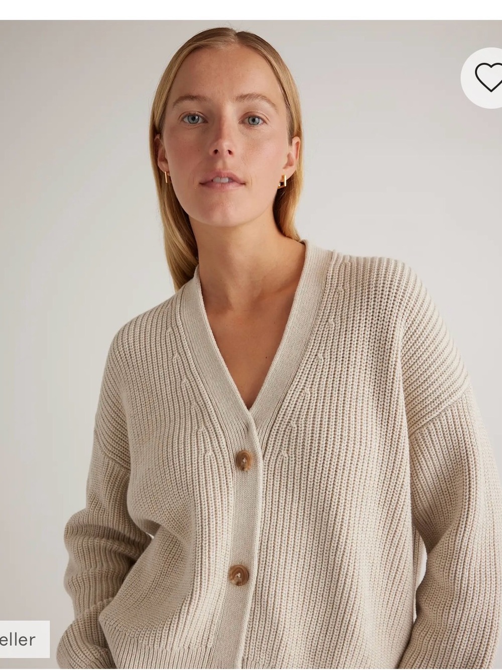 Quince Button-Front Ribbed V-Neck Cardigan - Picture 3 of 6